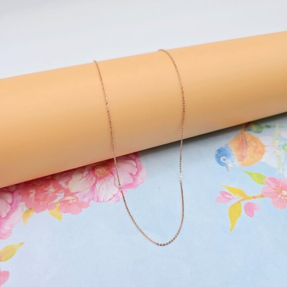 "Delicate Rose Gold Chain Necklace, 18 Inch, Gold Plated Over Brass, XPNL0099 - Picture 2 of 12